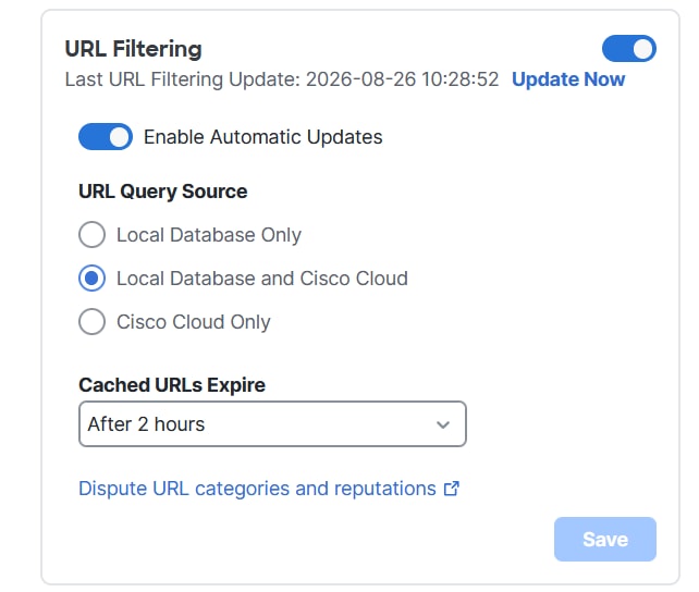 Review URL Filtering Integration Settings