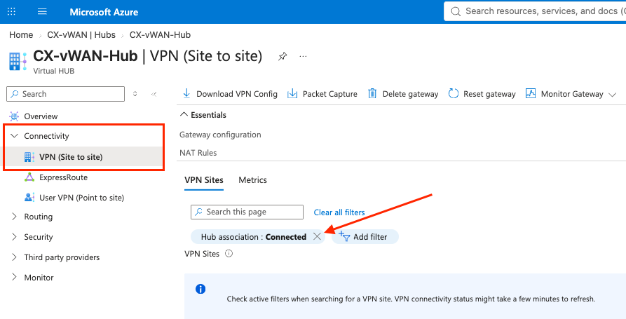 Navigate to Connectivity, VPN (Site-to-Site)