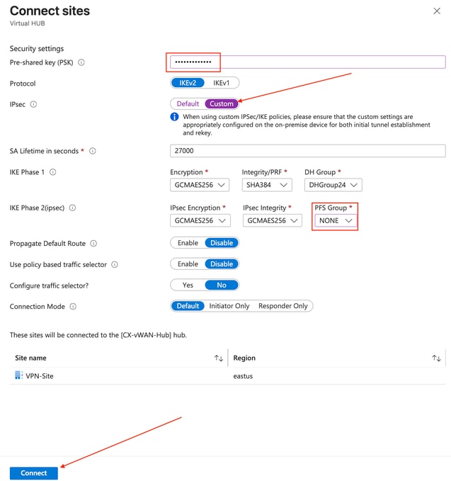 Select Custom and Connect