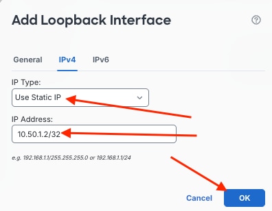 Ensure IP Type is Defined as Use Static IP, then Click Ok