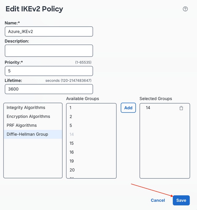 Edit IKEv2 Policy and Click Save