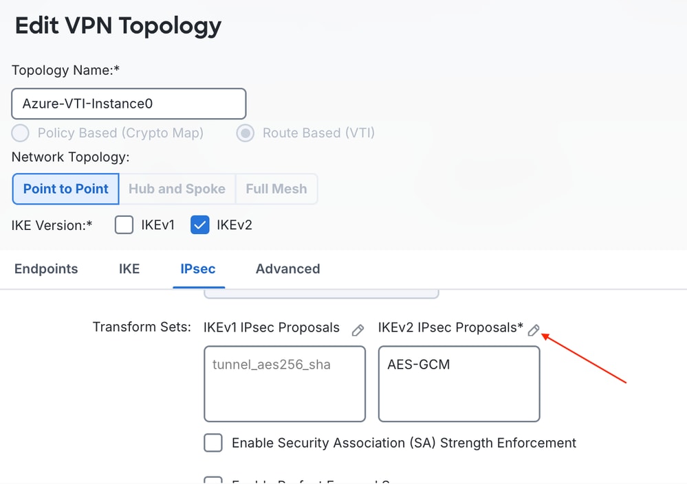 Edit the IKEv2 IPsec Proposal under Transform Sets