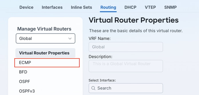 Click Routing Tab and Choose ECMP