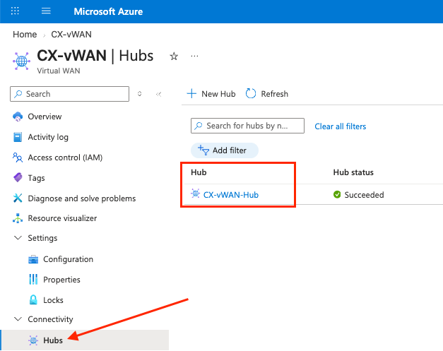 Select Existing Virtual WAN Hub