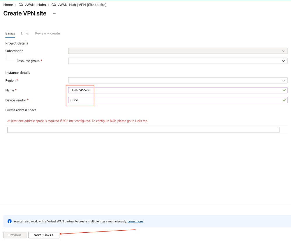 General VPN Site Configuration Settings