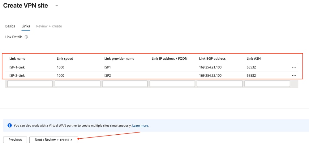 Configure Site Link Parameters