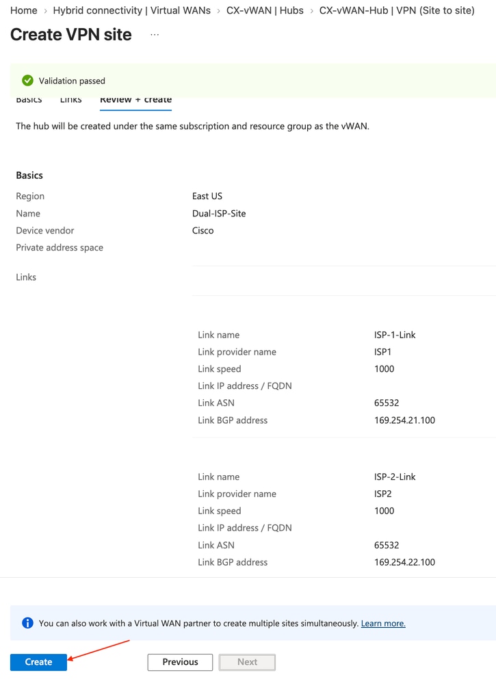 Review And Create New VPN Site