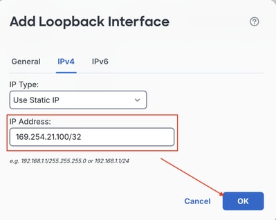 Enter Loopback IPv4 Address And Hit OK