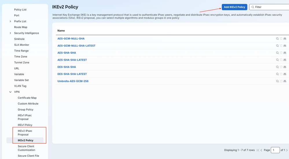 Create New IKEv2 Policy Object