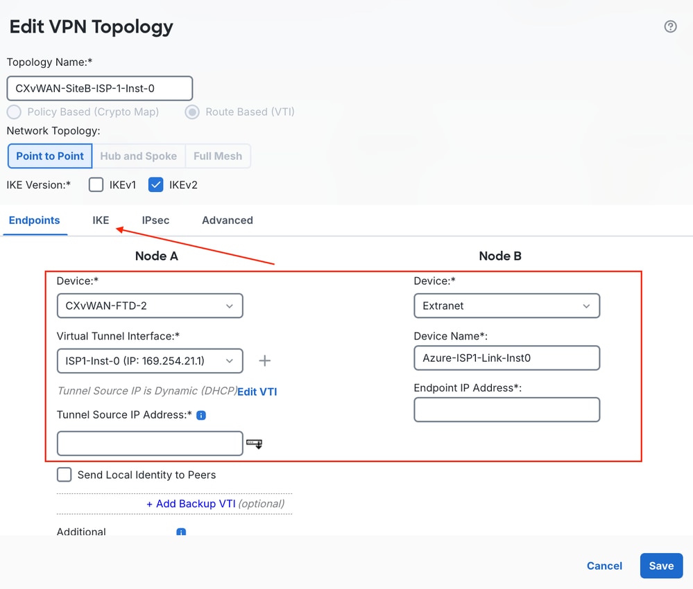 Define Node A And Node B Topology Endpoints
