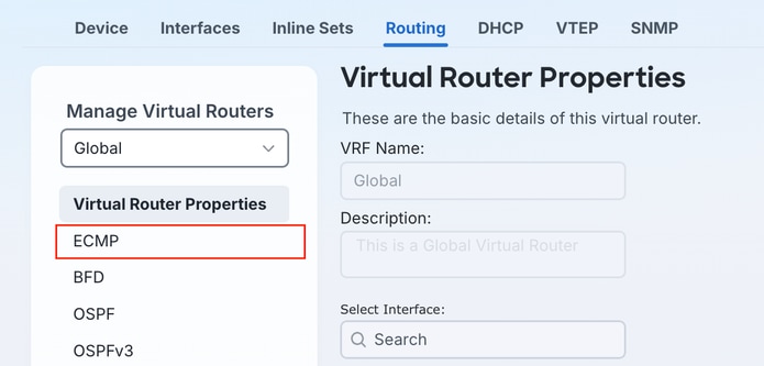 Equal Cost Multi Path Configuration Settings