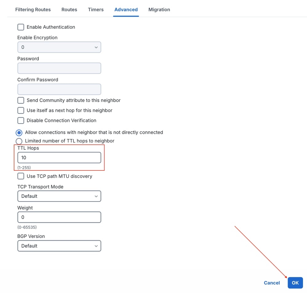 Advanced Border Gateway Protocol Neighbor Settings
