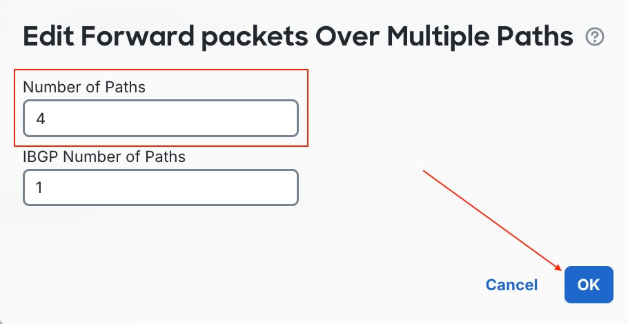 Change Forward Packets Over Multiple Paths Setting