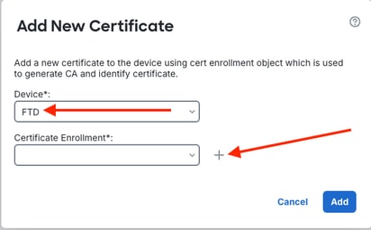 Select FTD And Add Add New Certificate Enrollment
