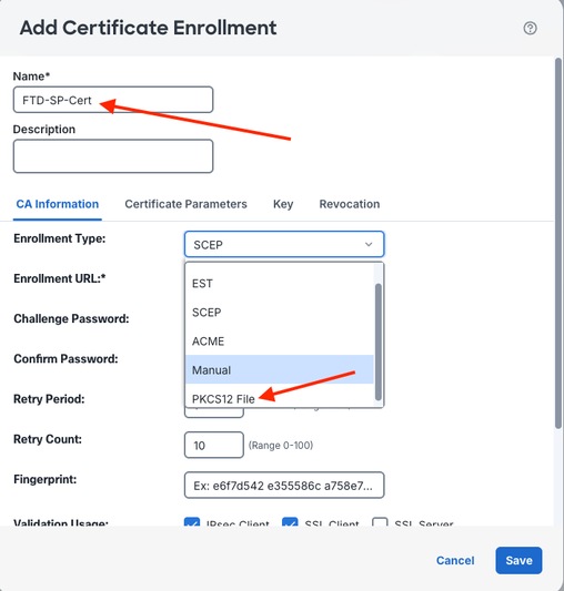 Certificate Enrollment Settings And Type