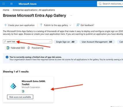 Search And Select Microsoft Entra SAML Toolkit