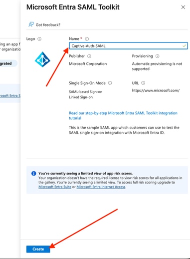 Assign Name To SAML Toolkit Application