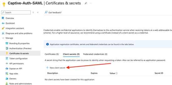 Add New Client Secret