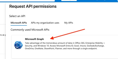 Select Microsoft Graph API