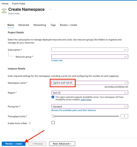 Configure Event Hub Namespace Settings