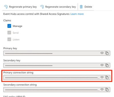 Copy Primary Connection String
