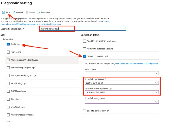 Stream Audit Logs To Event Hub