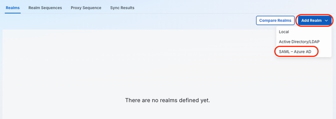Add SAML Azure AD Realm