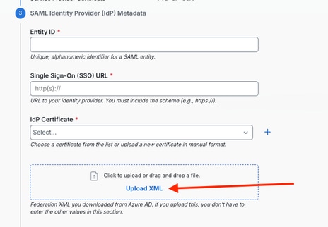 Upload Federation Metadata XML File
