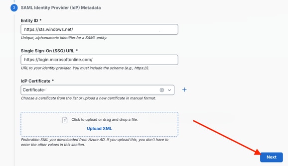 Auto Populated SAML Identity Provider Values