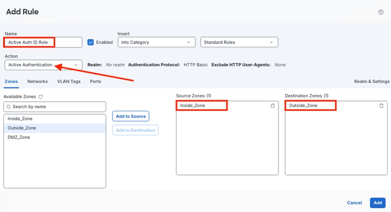 Configure Active Authentication Rule Settings