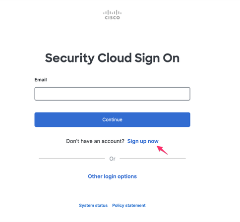 Security Cloud Sign On front page