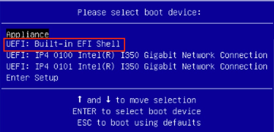 Secure Malware Analytics - Select Boot device