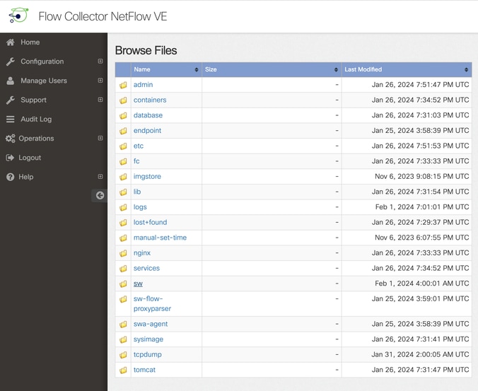 Inicio del explorador de archivos SNA