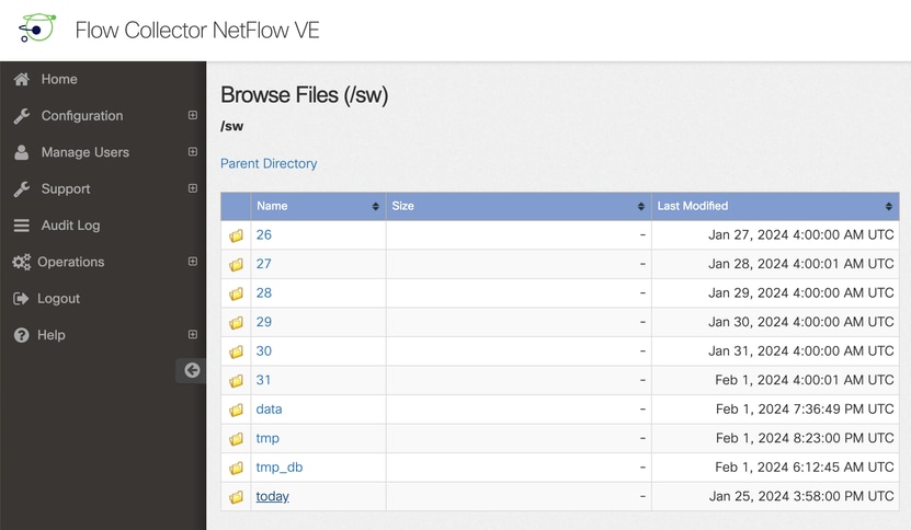 SNA File Browser Inside the sw/ Directory