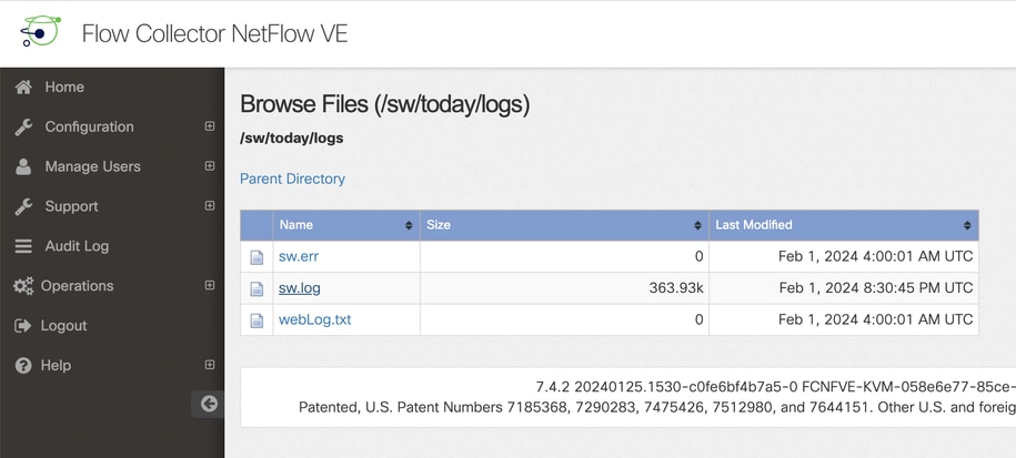 متصفح ملفات SNA داخل SW/Today/log/ Directory