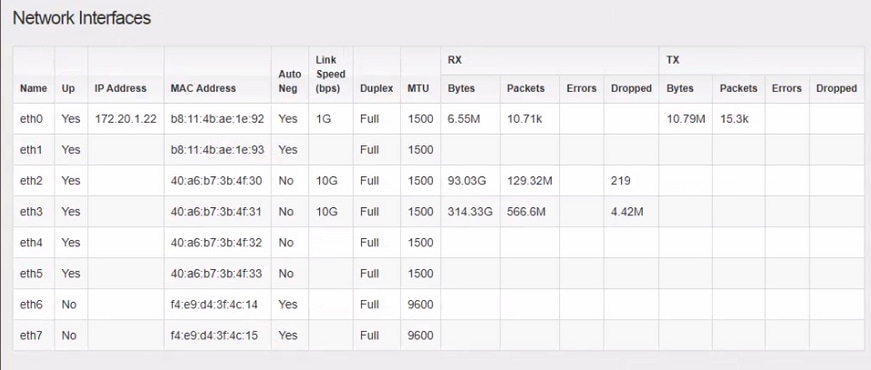 Screenshot of Network Interfaces