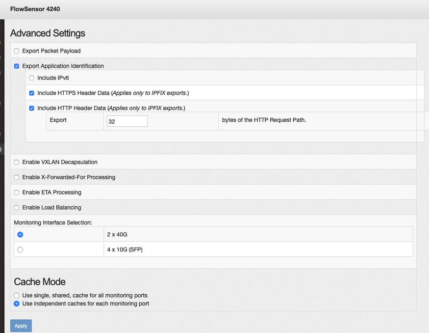 Screenshot of Advanced Settings