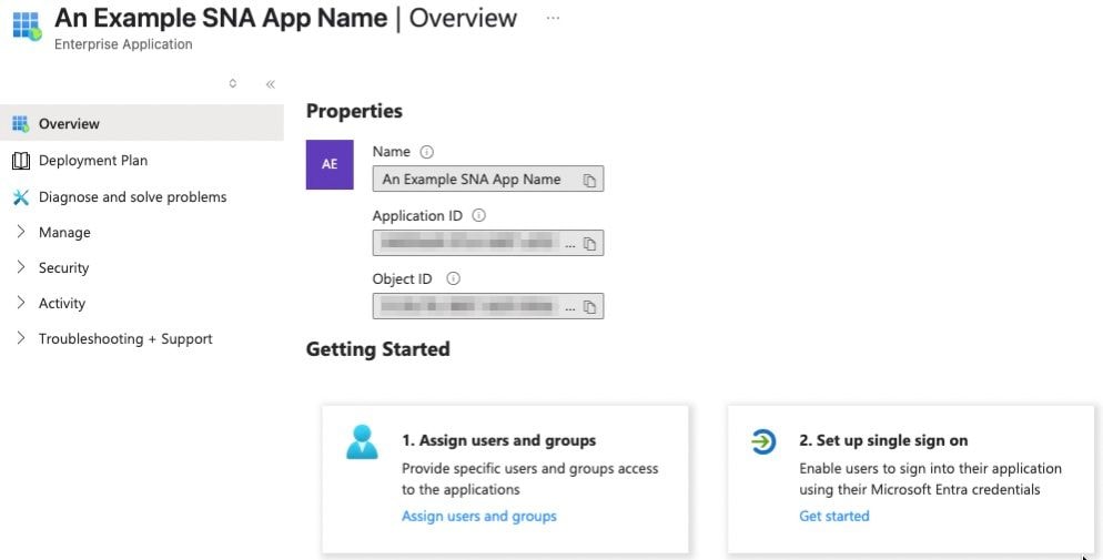 Entra ID Enterprise application overview page