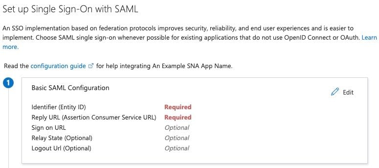 Showing the Set up Single Sign on with SAML configuration