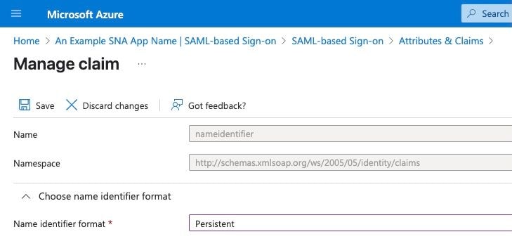 Manage Claim page on Azure Entra ID