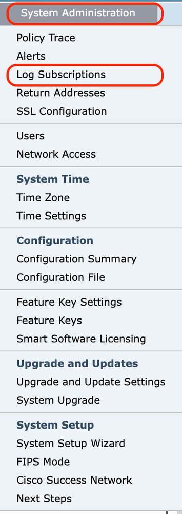 Choose Log Subscription