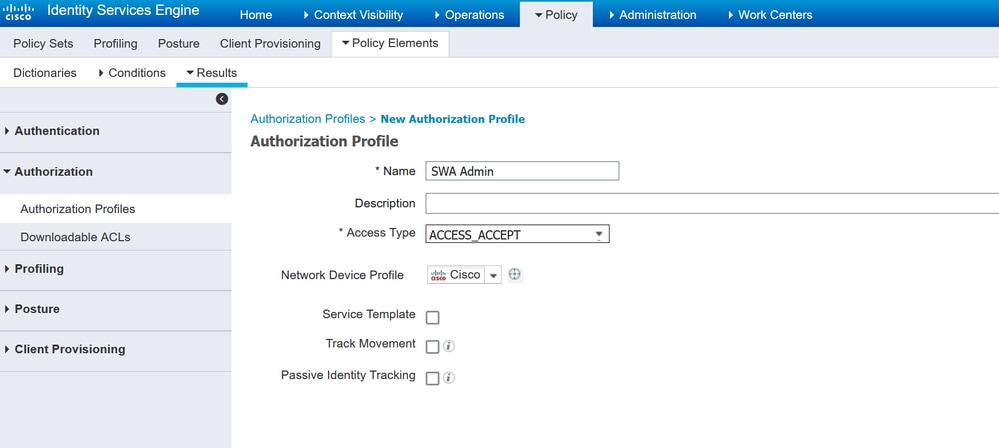 Add Authorization Profile for Admin Users