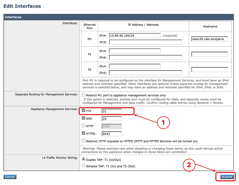 Image : configuration du paramètre FTP dans SWA