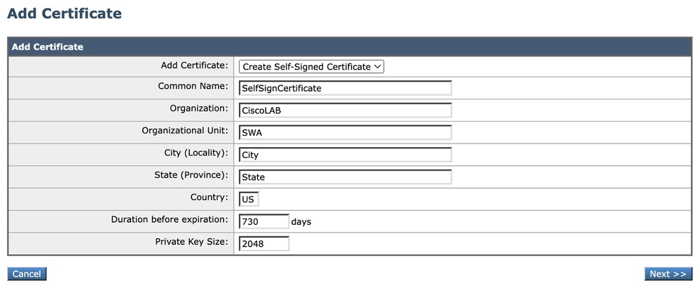 Image - Self Sign Certificate Details