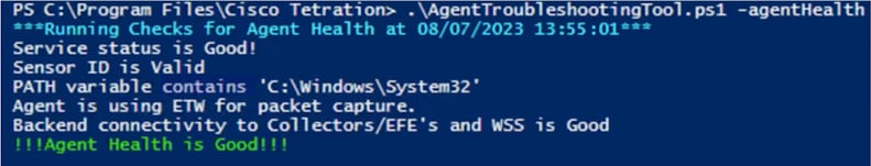 Parameter Details
-agentHealth