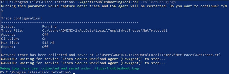 Parameter Details 
-collectDebugLogs