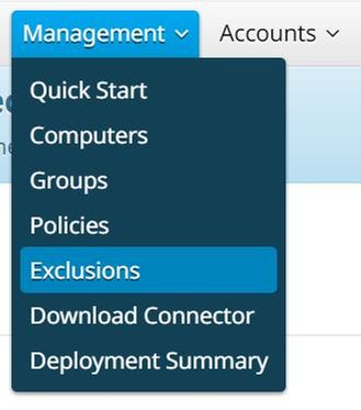 add exclusions in sophos central