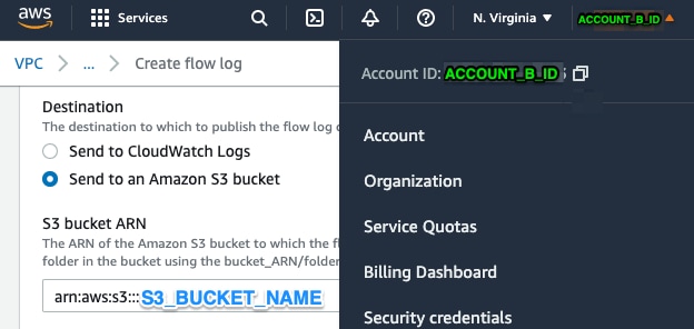 Account B VPC Flow Log Configuration