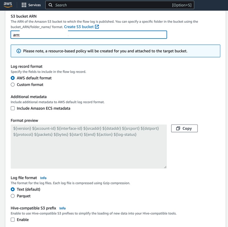 Option for AWS Default Log Format