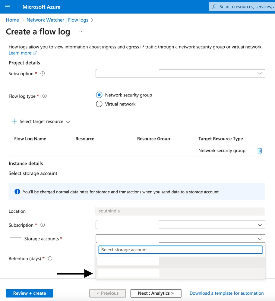 Select Storage Accounts